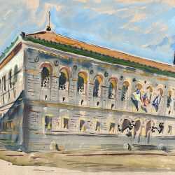 Watercolor by Adam Van Doren: Boston Public Library, available at Childs Gallery, Boston