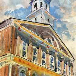 Watercolor by Adam Van Doren: Faneuil Hall, available at Childs Gallery, Boston