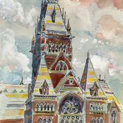 Watercolor by Adam Van Doren: Memorial Hall, available at Childs Gallery, Boston