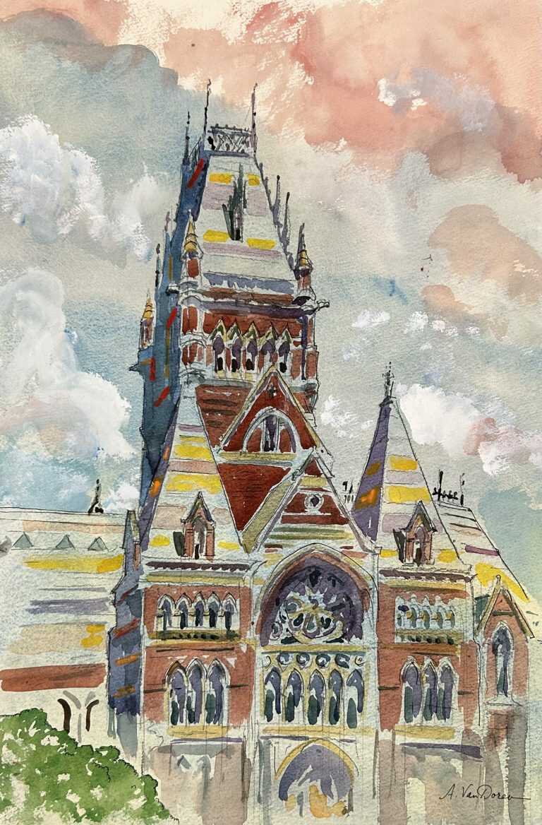 Watercolor by Adam Van Doren: Memorial Hall, available at Childs Gallery, Boston