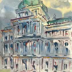 Watercolor by Adam Van Doren: Old City Hall, Boston, available at Childs Gallery, Boston