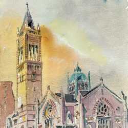 Watercolor by Adam Van Doren: Old South Church, Boston, available at Childs Gallery, Boston