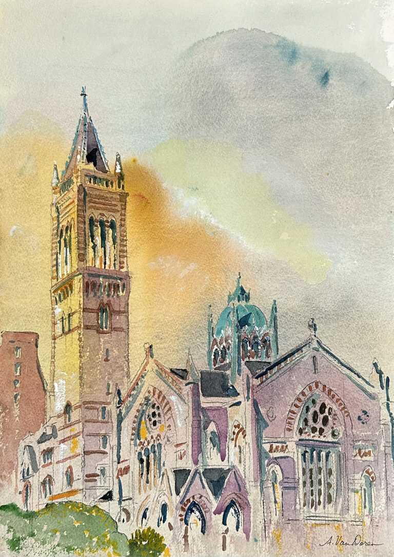 Watercolor by Adam Van Doren: Old South Church, Boston, available at Childs Gallery, Boston