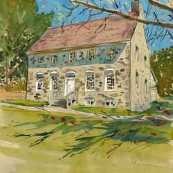 Watercolor By Adam Van Doren: Billop House (new York) At Childs Gallery