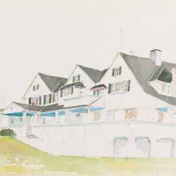 Watercolor By Adam Van Doren: Hyannisport From Shore (john F. Kennedy) At Childs Gallery