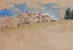Watercolor By Adam Van Doren: Hyde Park From Below (franklin D. Roosevelt) At Childs Gallery
