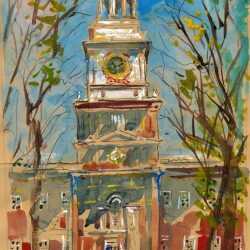 Watercolor By Adam Van Doren: Independence Hall (philadelphia, Pa) At Childs Gallery