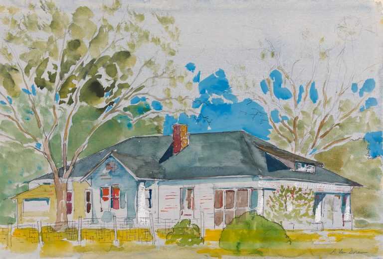 Watercolor By Adam Van Doren: Jimmy Carter Boyhood Home At Childs Gallery