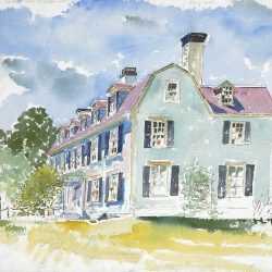 Watercolor By Adam Van Doren: John Adams House From The Road At Childs Gallery