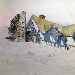 Watercolor By Adam Van Doren: Kennebunkport (george H. W. Bush) At Childs Gallery