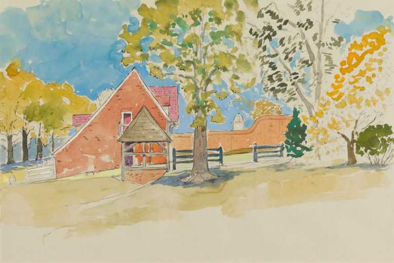 Watercolor By Adam Van Doren: Mount Vernon Plantation (george Washington) At Childs Gallery