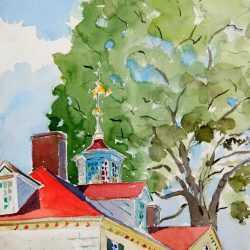 Watercolor By Adam Van Doren: Roofscape, Mount Vernon At Childs Gallery