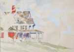 Watercolor By Adam Van Doren: Sagamore Hill With Porch (theodore Roosevelt) At Childs Gallery
