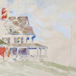 Watercolor By Adam Van Doren: Sagamore Hill With Porch (theodore Roosevelt) At Childs Gallery