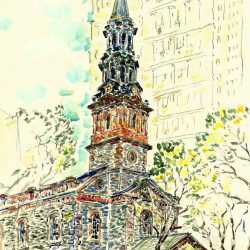 Watercolor By Adam Van Doren: St. Paul's In New York At Childs Gallery