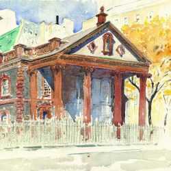 Watercolor By Adam Van Doren: St. Paul's With Portico (new York) At Childs Gallery