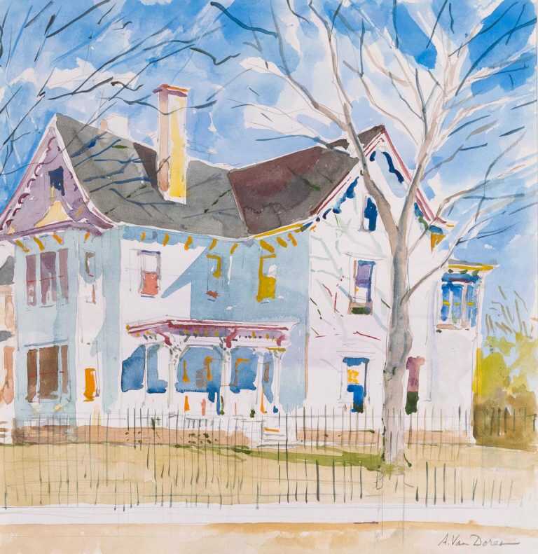 Watercolor By Adam Van Doren: Truman House In Independence At Childs Gallery