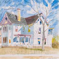 Watercolor By Adam Van Doren: Truman House With Iron Gate At Childs Gallery