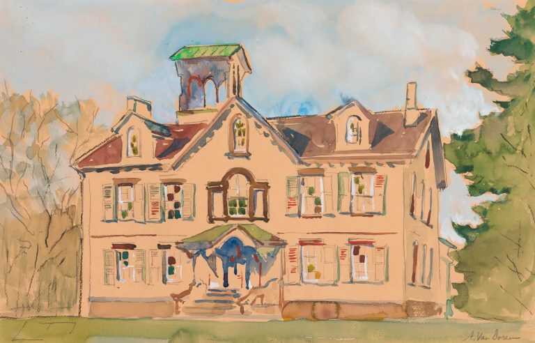 Watercolor By Adam Van Doren: Van Buren House At Childs Gallery
