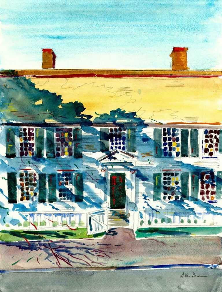 Watercolor By Adam Van Doren: Webb House, Wethersfield, Ct At Childs Gallery