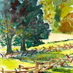 Watercolor By Adam Van Doren: Yorktown Battlefield (virginia) At Childs Gallery