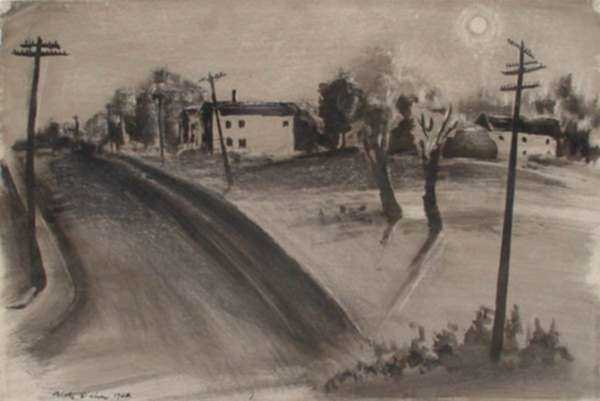 Drawing by Adolf Dehn: Night in East Waterville [Minnesota], represented by Childs Gallery