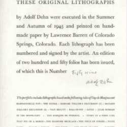 Print by Adolf Dehn: Title Page to "Selected Tales of Guy de Maupassant" series, represented by Childs Gallery