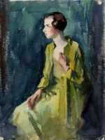 Watercolor by Aiden Lassell Ripley: [Seated Woman], represented by Childs Gallery