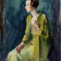 Watercolor by Aiden Lassell Ripley: [Seated Woman], represented by Childs Gallery