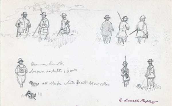 Drawing by Aiden Lassell Ripley: [Study of Southern Hunters], represented by Childs Gallery