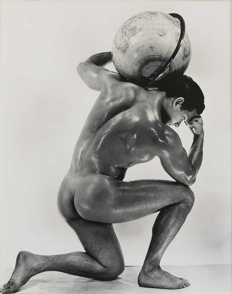 Photograph by Al Urban: [Jack Gallagher Posing as Atlas], available at Childs Gallery, Boston