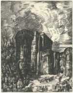 Print by Albert Decaris: Combourg Series: The Ancient Walls of Dinan, represented by Childs Gallery