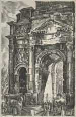 Print by Albert Decaris: Nouveaux Méandres: L'Arc de Triomphe - Orange, represented by Childs Gallery