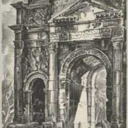 Print by Albert Decaris: Nouveaux Méandres: L'Arc de Triomphe - Orange, represented by Childs Gallery