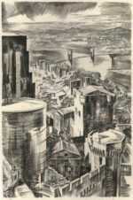 Print by Albert Decaris: Nouveaux Méandres: The Rhone at Avignon, represented by Childs Gallery