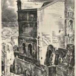 Print by Albert Decaris: Nouveaux Méandres: The Roman Theatre - Orange, represented by Childs Gallery