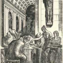 Print by Albert Decaris: Ronsard Series: The Gluttonous Churchmen, represented by Childs Gallery