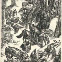 Print by Albert Decaris: Ronsard Series: The Wolves, represented by Childs Gallery