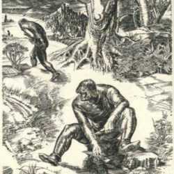 Print by Albert Decaris: Ronsard Series:The Peasants Transformed into Brutes, represented by Childs Gallery