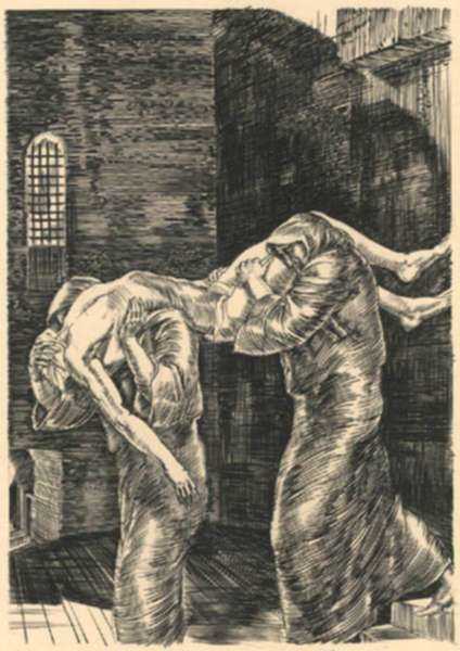 Print by Albert Decaris: The Prison Morgue, represented by Childs Gallery
