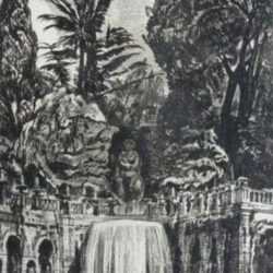 Print by Albert Decaris: Villa d' Este - Grande cascade, represented by Childs Gallery
