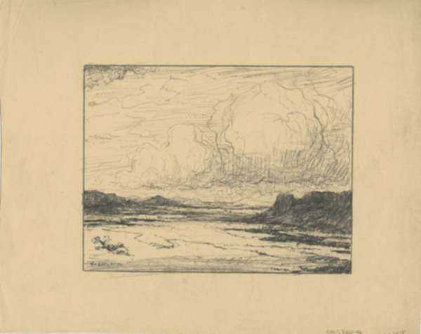 Drawing by Albert Groll: [Cumulus Clouds over Canyon], represented by Childs Gallery