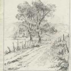 Drawing by Albert Groll: [Road to the Adobe, Near Taos], represented by Childs Gallery
