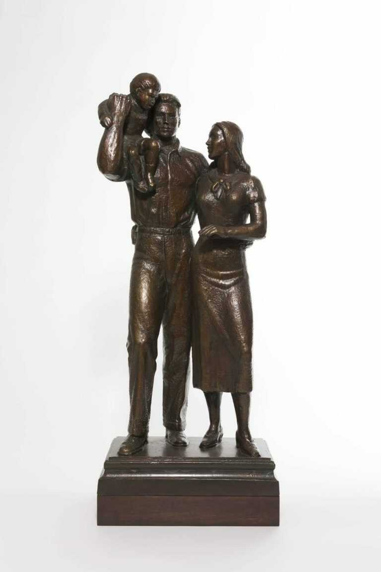Sculpture By Albert Wein: Family Group (metropolitan Life Competition) At Childs Gallery