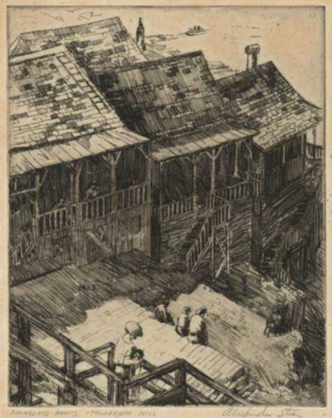 Print by Alexander (Alec) Stern: Shingled Roofs - Telegraph Hill (San Francisco), represented by Childs Gallery
