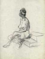 Drawing by Alexander Brook: [Nude on Steps], represented by Childs Gallery