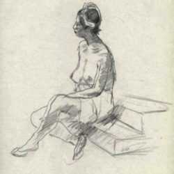 Drawing by Alexander Brook: [Nude on Steps], represented by Childs Gallery