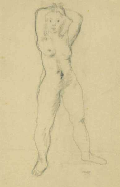 Drawing by Alexander Brook: [Standing Nude], represented by Childs Gallery
