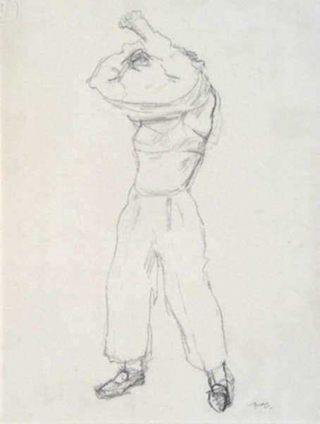 Drawing by Alexander Brook: [Woman Taking Off Shirt], represented by Childs Gallery