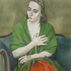 Painting by Alexander Brook: A Painting of Adaline Glasheen as a Writer's Muse, represented by Childs Gallery